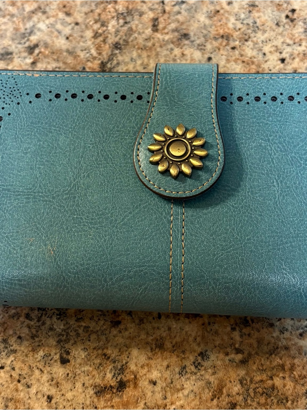 Teal Floral-Accent Women's Wallet
